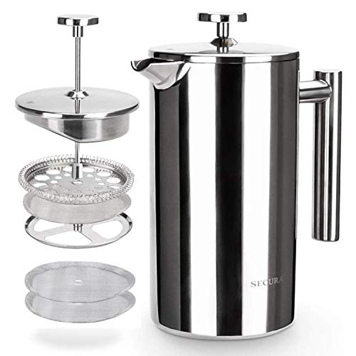 Secura Cafetera de Acero Inoxidable 1000 ML Plata