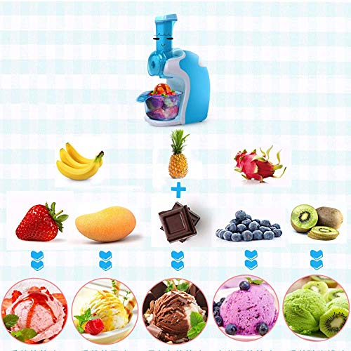 SEESEE.U Máquina para Hacer Helados de Frutas Máquina para Hacer postres congelados Rápido con paletas mezcladoras Desmontables Fácil de Limpiar y operar Hace Helado de Yogurt Helado Sorbete, Azul