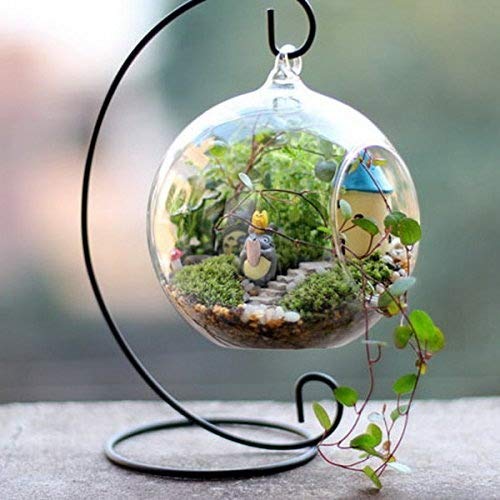 Seguryy Sostenedor de vela de cristal bola hierro boda Vela linterna Hanging stand (Negro -5pcs)