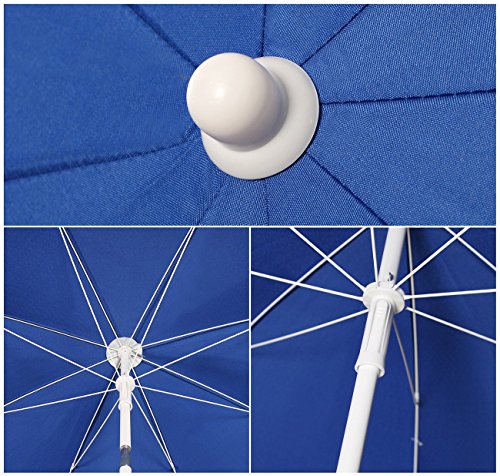 Sekey® Sombrilla Ø 160 cm Parasol para terraza jardín Playa balcón Piscina Patio, Color Azul, Protector Solar UV20+
