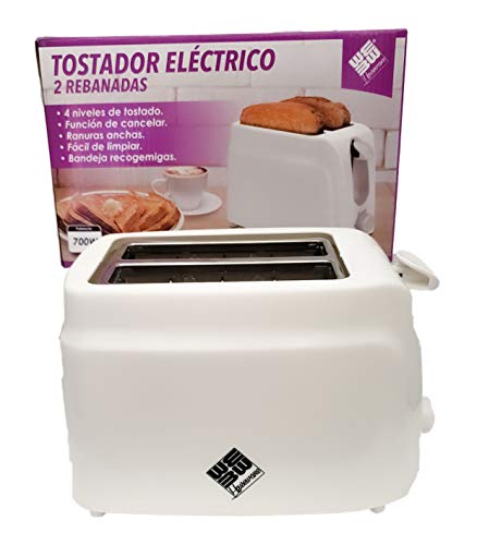 Self Ideas - Tostadora de Pan eléctrica de 2 rebanadas. Tostador con 4 Niveles de Tostado. Tostadora Pan con función de cancelar. Fácil de Limpiar y Bandeja recogemigas