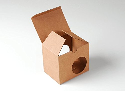 Selfpackaging Caja para Tazas con Agujero para Que se vea la Taza Que estás comprando. Microcanal en Color Kraft Muy Resistente. - S