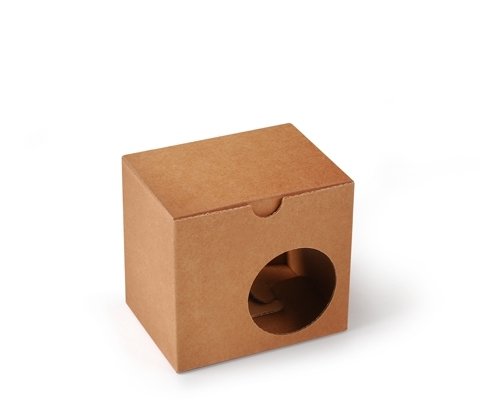 Selfpackaging Caja para Tazas con Agujero para Que se vea la Taza Que estás comprando. Microcanal en Color Kraft Muy Resistente. - S