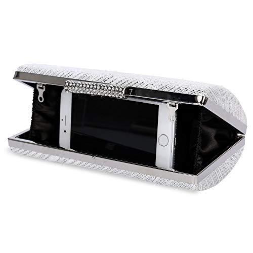 Selighting Bolsa de Noche Mujer Bolso de Mano Bolso Clutch de Embrague Monedero para Mujeres y Señoras para Boda Partido Fiesta Cumpleaños (Plata)