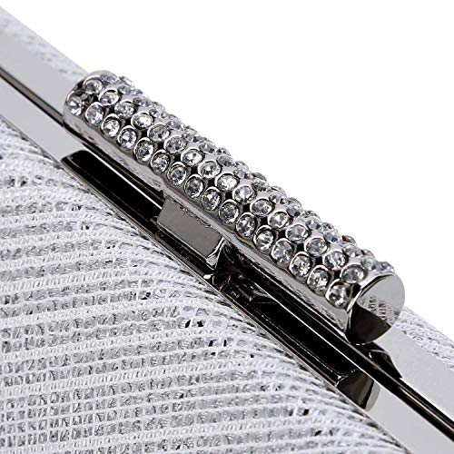 Selighting Bolsa de Noche Mujer Bolso de Mano Bolso Clutch de Embrague Monedero para Mujeres y Señoras para Boda Partido Fiesta Cumpleaños (Plata)
