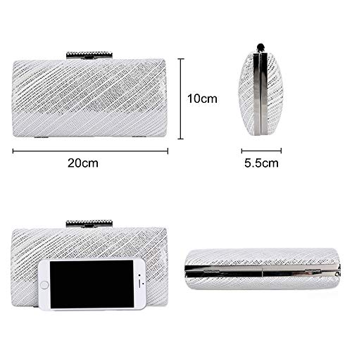 Selighting Bolsa de Noche Mujer Bolso de Mano Bolso Clutch de Embrague Monedero para Mujeres y Señoras para Boda Partido Fiesta Cumpleaños (Plata)