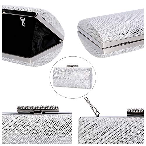 Selighting Bolsa de Noche Mujer Bolso de Mano Bolso Clutch de Embrague Monedero para Mujeres y Señoras para Boda Partido Fiesta Cumpleaños (Plata)