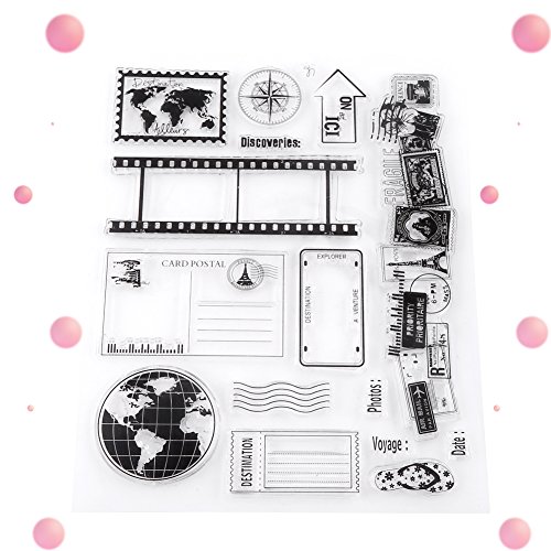 Sello de Silicona Transparente Sello Claro para Scrapbook Álbum de Resorte Sello de Goma de Postales de DIY para Niños Decoración de Navidad 14x18cm
