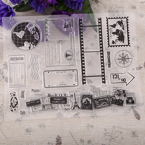 Sello de Silicona Transparente Sello Claro para Scrapbook Álbum de Resorte Sello de Goma de Postales de DIY para Niños Decoración de Navidad 14x18cm