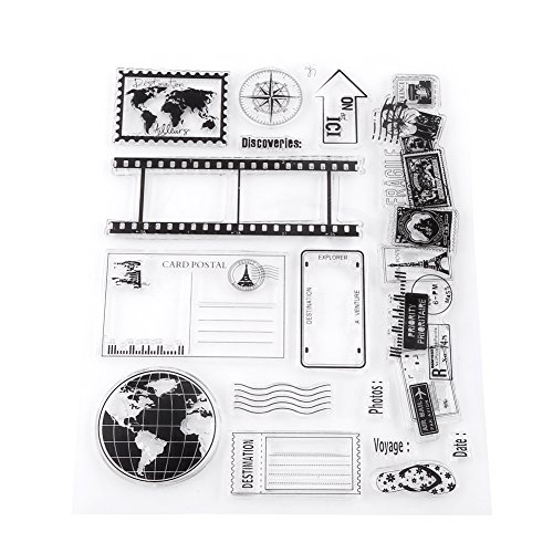 Sello de Silicona Transparente Sello Claro para Scrapbook Álbum de Resorte Sello de Goma de Postales de DIY para Niños Decoración de Navidad 14x18cm