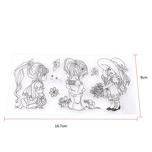 Sello de Silicona Transparente Sello Claro para Scrapbooking Álbum Niñas para DIY Niños Sello de Decoración de Navidad