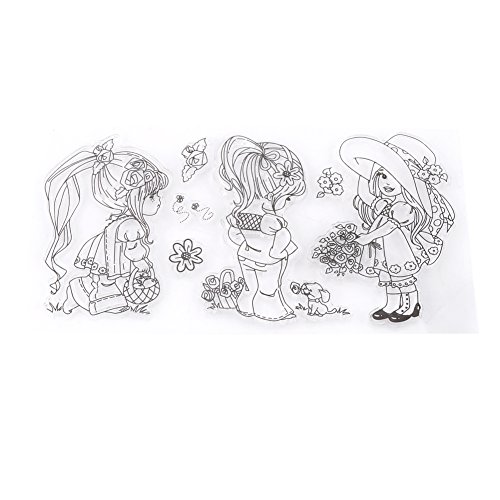 Sello de Silicona Transparente Sello Claro para Scrapbooking Álbum Niñas para DIY Niños Sello de Decoración de Navidad
