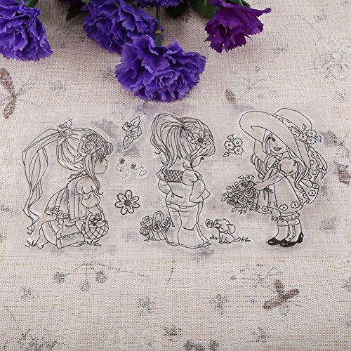 Sello de Silicona Transparente Sello Claro para Scrapbooking Álbum Niñas para DIY Niños Sello de Decoración de Navidad