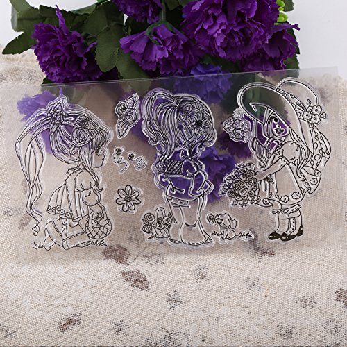 Sello de Silicona Transparente Sello Claro para Scrapbooking Álbum Niñas para DIY Niños Sello de Decoración de Navidad