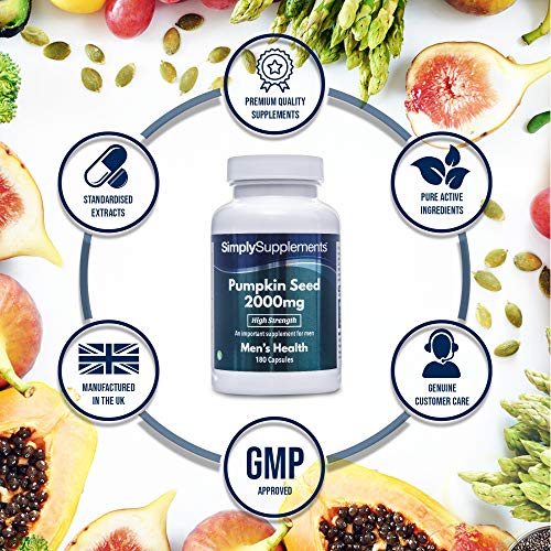 Semillas de calabaza 2000mg - ¡Bote para 6 meses! - Apto para veganos - 180 Cápsulas - SimplySupplements