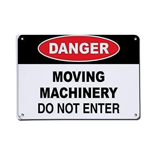 Señal de advertencia DONL9BAUER Señal de advertencia de peligro de movimiento de maquinaria no entrar peligro etiquetas de carretera Señal de aluminio 30,5 x 40,6 cm para exterior interior