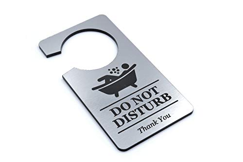 Señal OriginalDesigned plateada de «no molestar» para la puerta del baño Perfecta para usar en casa para que no te moleste nadie mientras te bañas (texto en inglés).