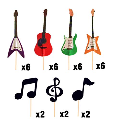 Senmil - Decoración para Tarta de Guitarra, diseño de Notas Musicales para niños, Fiesta de cumpleaños, temática para Baby Shower (30 Conjuntos)