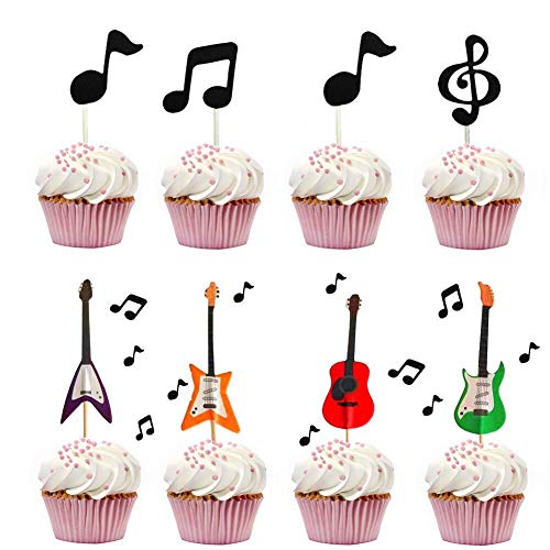 Senmil - Decoración para Tarta de Guitarra, diseño de Notas Musicales para niños, Fiesta de cumpleaños, temática para Baby Shower (30 Conjuntos)