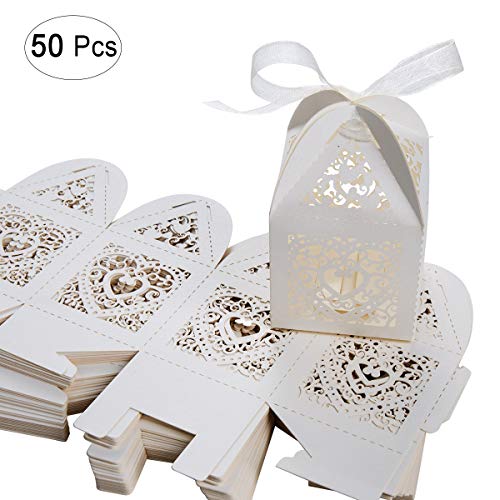 SenPuSi Caja de Regalo, 50 Caja de Regalo, Dulces de Boda, Dulces, Chocolate, Confeti, decoración para Bodas,Bodas, Banquetes, Bodas (Beige)