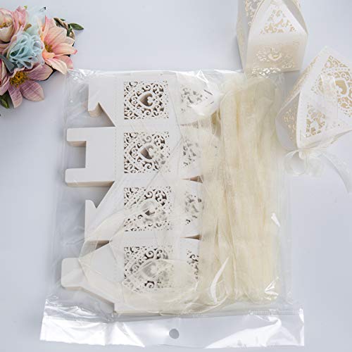 SenPuSi Caja de Regalo, 50 Caja de Regalo, Dulces de Boda, Dulces, Chocolate, Confeti, decoración para Bodas,Bodas, Banquetes, Bodas (Beige)