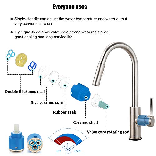 Sensor táctil extraíble Grifos,Onda de movimiento Arco alto Manija simple,Lavabo del baño Grifos,Válvula de cerámica,Mezclador de agua caliente y fría,para una Habitación,Cocina,Garaje etc-Plata