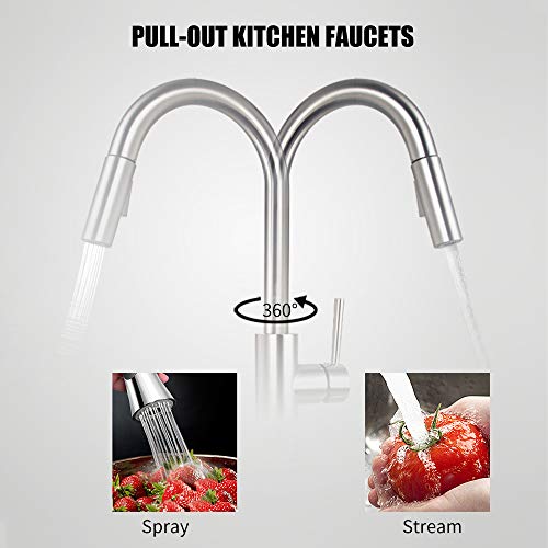 Sensor táctil extraíble Grifos,Onda de movimiento Arco alto Manija simple,Lavabo del baño Grifos,Válvula de cerámica,Mezclador de agua caliente y fría,para una Habitación,Cocina,Garaje etc-Plata