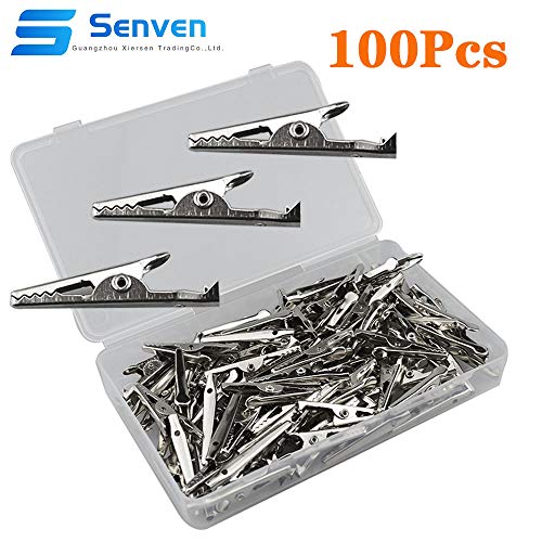 Senven 100pcs cocodrilo Clip, pinzas prueba cocodrilo de cocodrilo Prueba de electricista, pinza de metal pinza de clip de cocodrilo.