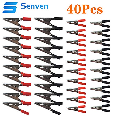 Senven 40Pcs Crocodile Clip, Clip Alligator Alligator Pinzas de prueba de metal Prueba por electricista Trabajo, Clip de aislamiento de metal Batería Pinzas de pinza de cocodrilo.