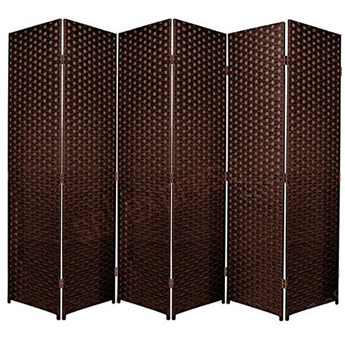 Separador de espacios plegable de 6 paneles, marrón oscuro, 6