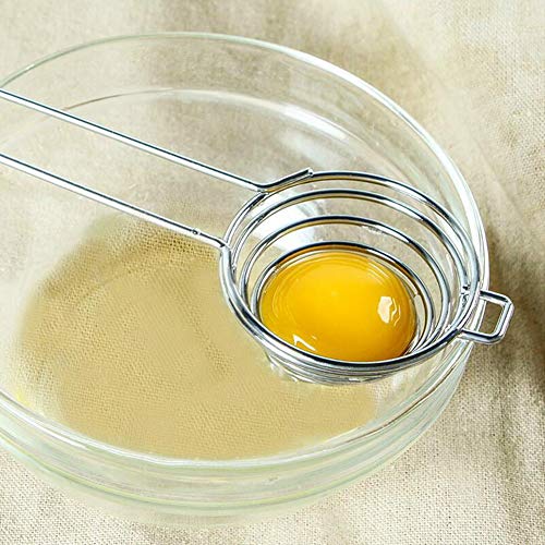 Separador de huevo blanco, separador de huevos herramienta de cocina de acero inoxidable (2PCS)