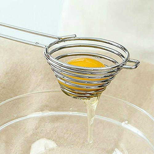 Separador de huevo blanco, separador de huevos herramienta de cocina de acero inoxidable (2PCS)