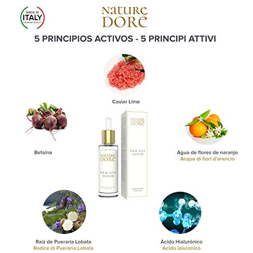 Serum facial Hidratante con Ácido Hialurónico PURO Antiarrugas+Centella Asiatica+Caviar Lime(FUENTE natural de VITAMINA C) Mujer-Hombre Natural-Organico-Bio Suero Antiedad Dia-Noche