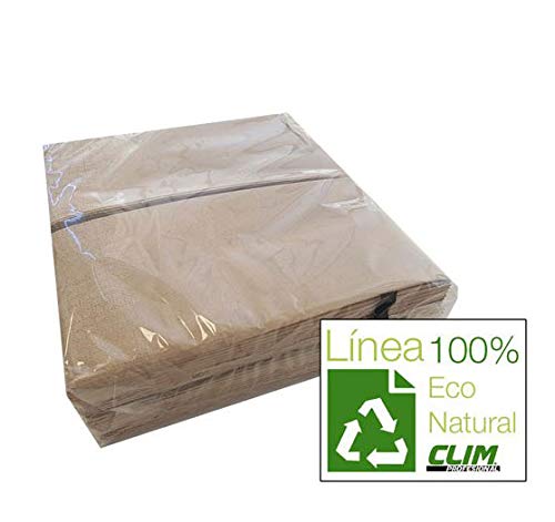Servilletas ecológicas. Línea Eco Natural de papel 100% reciclado. 40x40cm. Caja 2400 uds. Especial para bares, restaurantes, hostelería y ámbito profesional