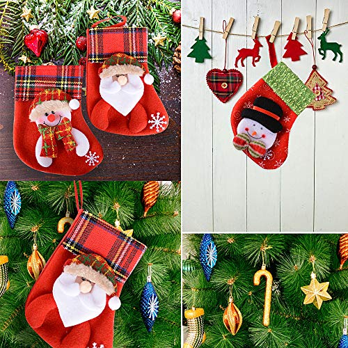 SERWOO 12pcs Medias Calcetines Navidad Bolsos Bolsas Regalo Almacenamiento de Dulces Caramelos Decoración Colgantes de Árbol Navidad Funda de Cubiertos