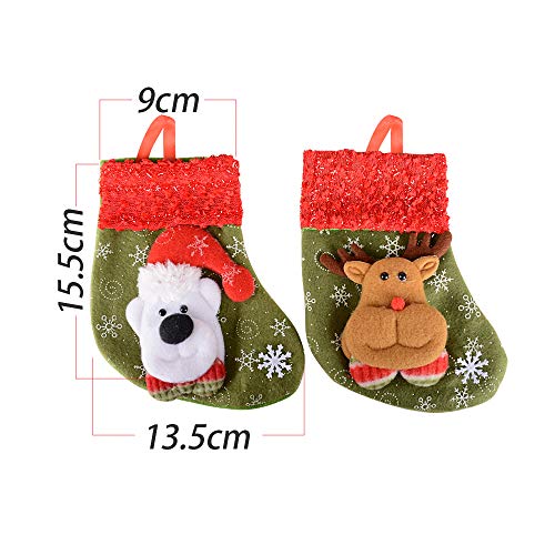 SERWOO 12pcs Medias Calcetines Navidad Bolsos Bolsas Regalo Almacenamiento de Dulces Caramelos Decoración Colgantes de Árbol Navidad Funda de Cubiertos