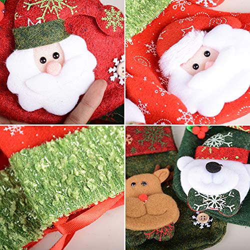 SERWOO 12pcs Medias Calcetines Navidad Bolsos Bolsas Regalo Almacenamiento de Dulces Caramelos Decoración Colgantes de Árbol Navidad Funda de Cubiertos