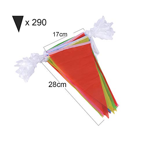SERWOO 140m/290pcs Guirnaldas Banderas Banderines Fiesta Colores Triángulo Bunting Colgantes Decoración Cumpleaños Boda Celebracion Bienvenida Navidad Víspera Bar Adornos, 140m Total, 17*28cm