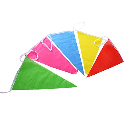 SERWOO 140m/290pcs Guirnaldas Banderas Banderines Fiesta Colores Triángulo Bunting Colgantes Decoración Cumpleaños Boda Celebracion Bienvenida Navidad Víspera Bar Adornos, 140m Total, 17*28cm