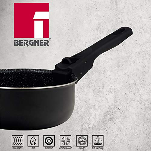 Set 3 cazos Ø16+18+20cm aluminio prensado apta inducción Click & cook black CON mango Click & cook
