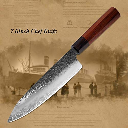 Set Cuchillo Cocina con Ergonómico Cocina del cuchillo del cocinero de tres capas de acero forjado hecho a mano de Sharp Cleaver Kiritsuke el deshuesado Santoku pelado cuchillos utensilios de cocina