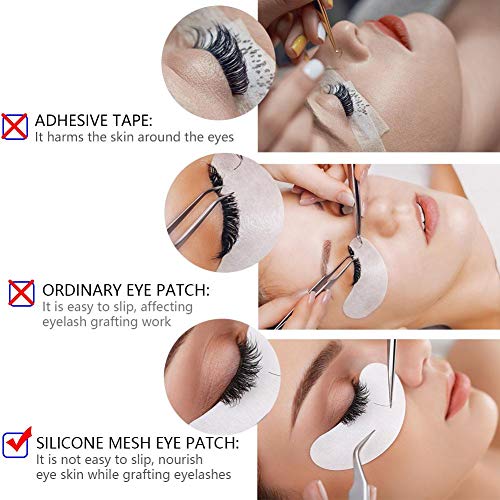 Set de 100 pares de almohadillas para los ojos, parche de gel profesional para pestañas, extensión de pestañas, herramienta de belleza sin máscara para los ojos, sin pelusa, con bolsa de cosméticos tr