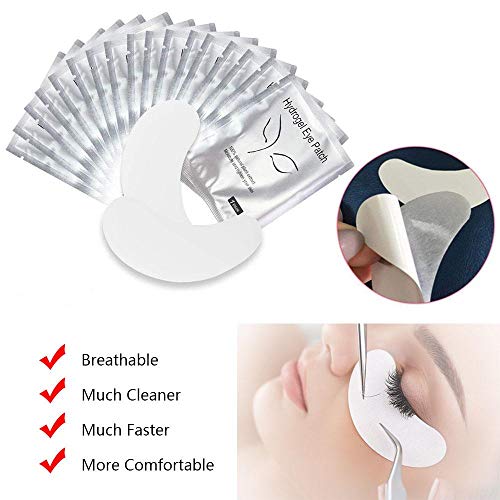 Set de 100 pares de almohadillas para los ojos, parche de gel profesional para pestañas, extensión de pestañas, herramienta de belleza sin máscara para los ojos, sin pelusa, con bolsa de cosméticos tr