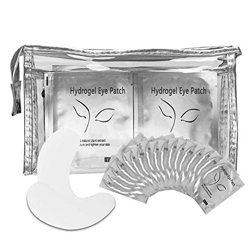 Set de 100 pares de almohadillas para los ojos, parche de gel profesional para pestañas, extensión de pestañas, herramienta de belleza sin máscara para los ojos, sin pelusa, con bolsa de cosméticos tr