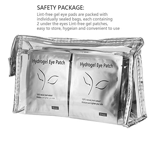 Set de 100 pares de almohadillas para los ojos, parche de gel profesional para pestañas, extensión de pestañas, herramienta de belleza sin máscara para los ojos, sin pelusa, con bolsa de cosméticos tr