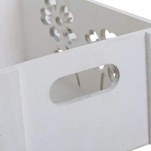 Set de 3 Cajas de Madera de Flores Blanco - LOLAhome
