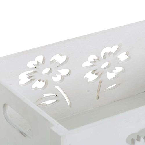 Set de 3 Cajas de Madera de Flores Blanco - LOLAhome