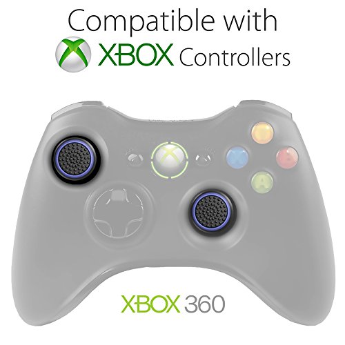 Set de 4 recubrimientos Fosmon para controlador de joystick, para mejorar el agarre de los pulgares; compatible con PS4, PS3, Xbox One, Xbox One S, Xbox 360, Wii U (color negro y azul)