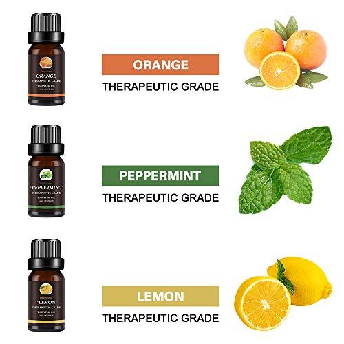 Set de Aceites Esenciales,100% Natural Puro Aromaterapia Aceite Aromátic,Eucalipto, Menta, Naranja dulce, Agujas de pino, Limón, Hinojo,Para Humidificador y Difusor Aroma,relajarse,Aromaterapia, Spa