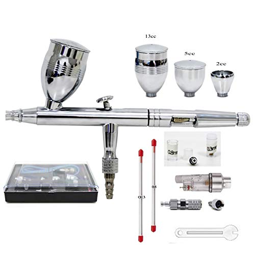 Set de pistola profesional para aerógrafo 0.3mm 0.5mm 0.8mm, ajuste externo de doble acción, cepillo miniatura para tatuaje de pintura de arte, el más nuevo de Zhong An